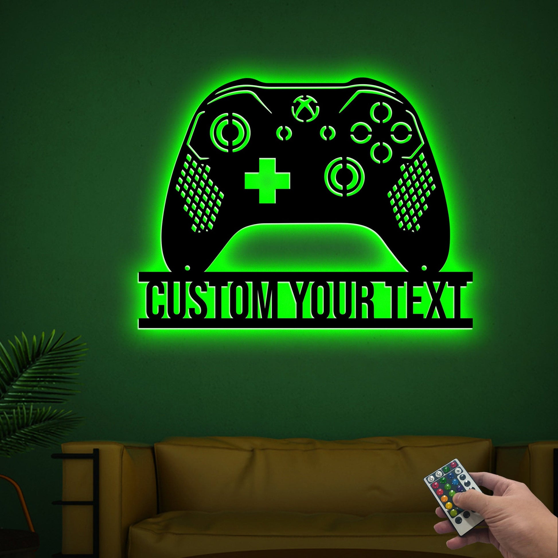 Personalized Game Controller Metal Wall Art With Lights, Gamer Birthday Gift, Custom Video Game Sign, Gift For Son, Kid, Bed Room Decoration