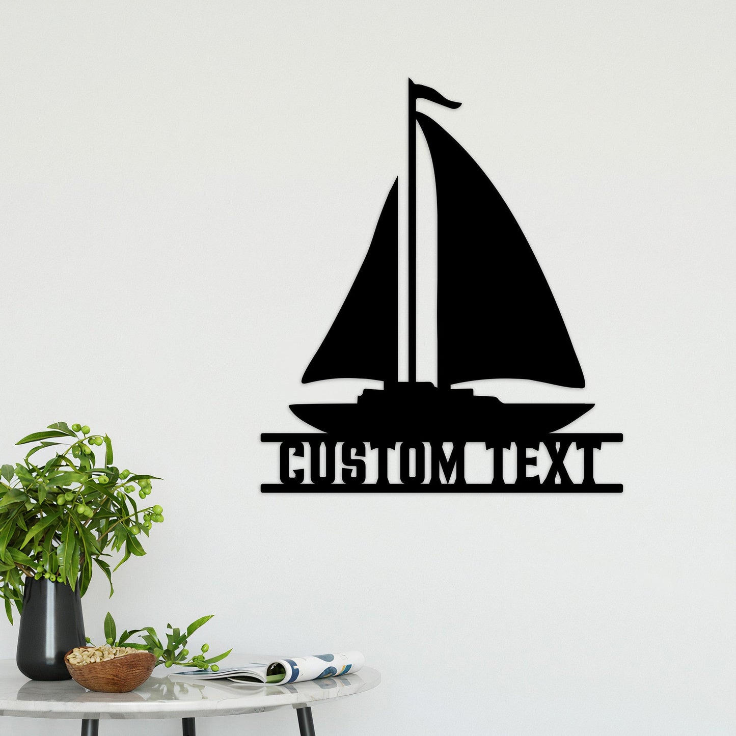 Personalized Sailboat Metal Wall Art With Led Lights, Custom Sail Boat Sign, Gift For Sailor, Dad, Housewarming Gift, Lake House Decor