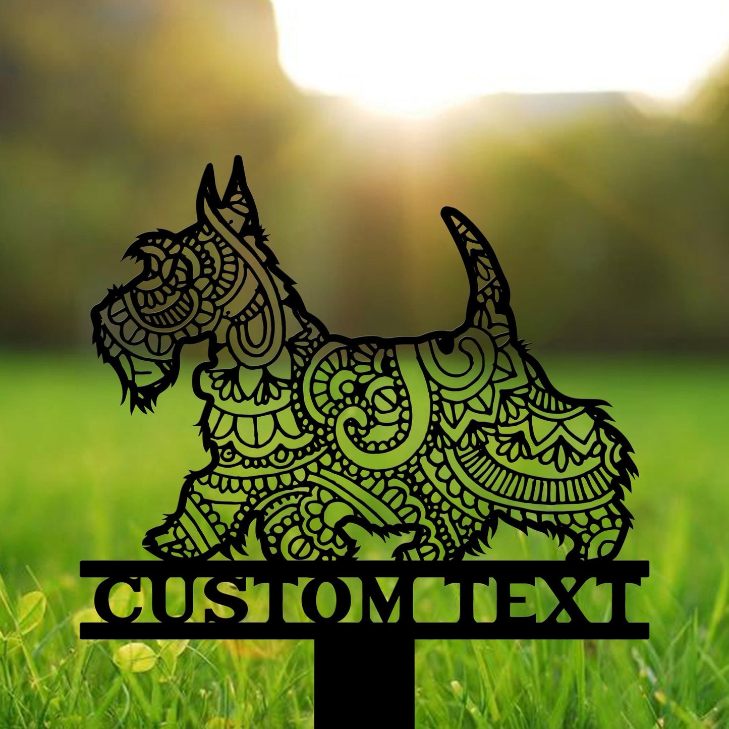 Scottish Terrier Mandala Garden Stake Metal, Scottish Terrier Zentangle Metal Yard Art, Dog Garden Sign Outdoor Decor Scottish Terrier Stake