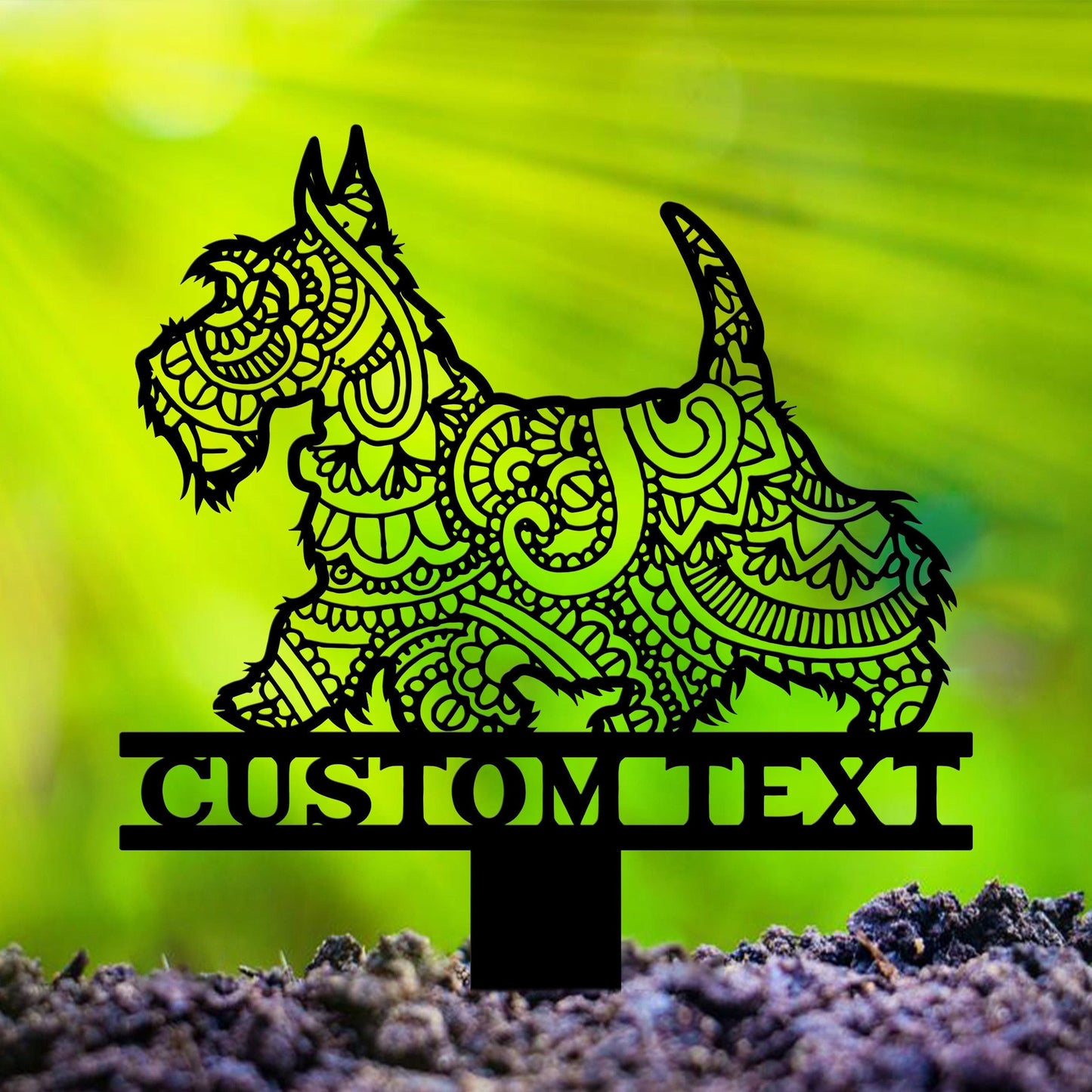 Scottish Terrier Mandala Garden Stake Metal, Scottish Terrier Zentangle Metal Yard Art, Dog Garden Sign Outdoor Decor Scottish Terrier Stake