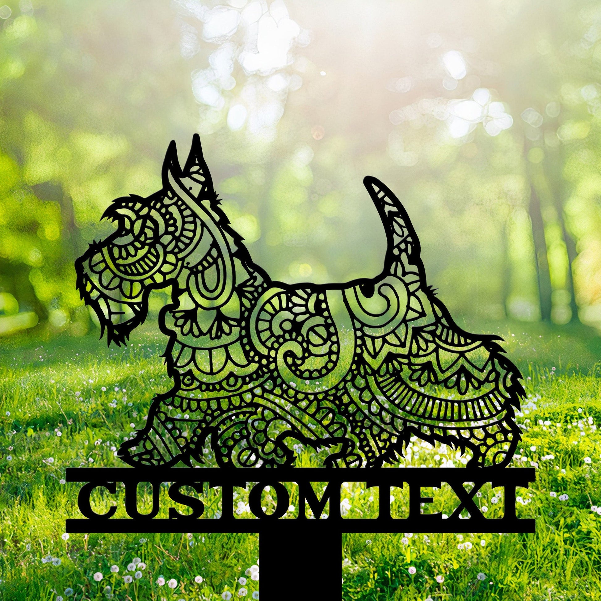 Scottish Terrier Mandala Garden Stake Metal, Scottish Terrier Zentangle Metal Yard Art, Dog Garden Sign Outdoor Decor Scottish Terrier Stake