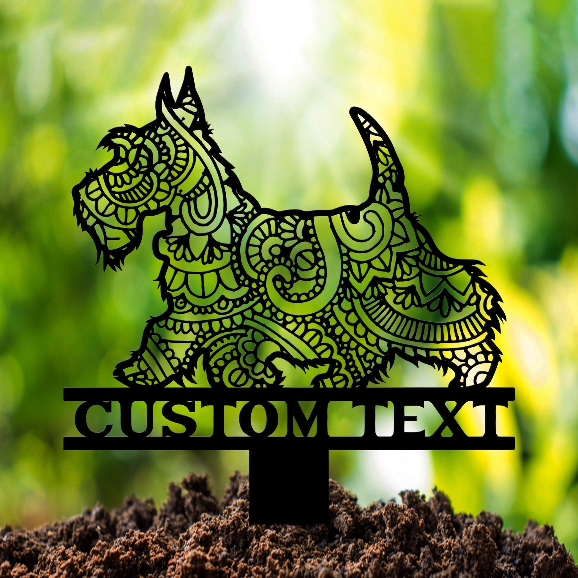 Scottish Terrier Mandala Garden Stake Metal, Scottish Terrier Zentangle Metal Yard Art, Dog Garden Sign Outdoor Decor Scottish Terrier Stake