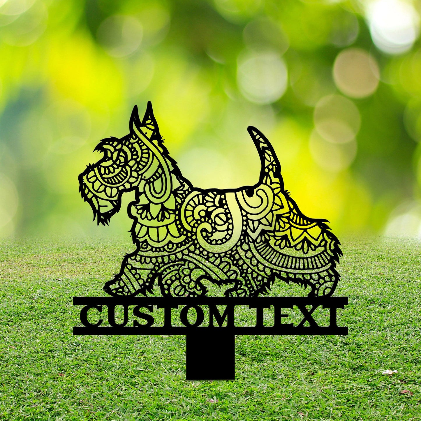 Scottish Terrier Mandala Garden Stake Metal, Scottish Terrier Zentangle Metal Yard Art, Dog Garden Sign Outdoor Decor Scottish Terrier Stake