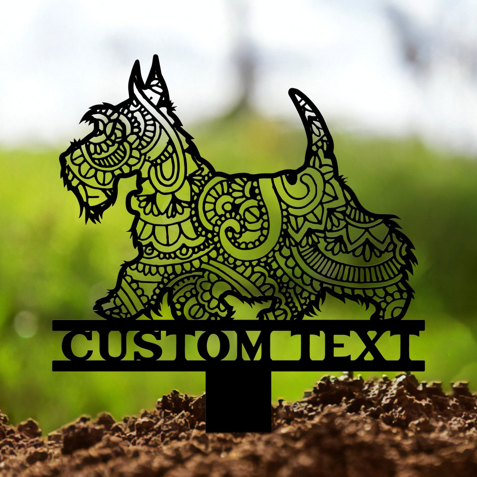 Scottish Terrier Mandala Garden Stake Metal, Scottish Terrier Zentangle Metal Yard Art, Dog Garden Sign Outdoor Decor Scottish Terrier Stake