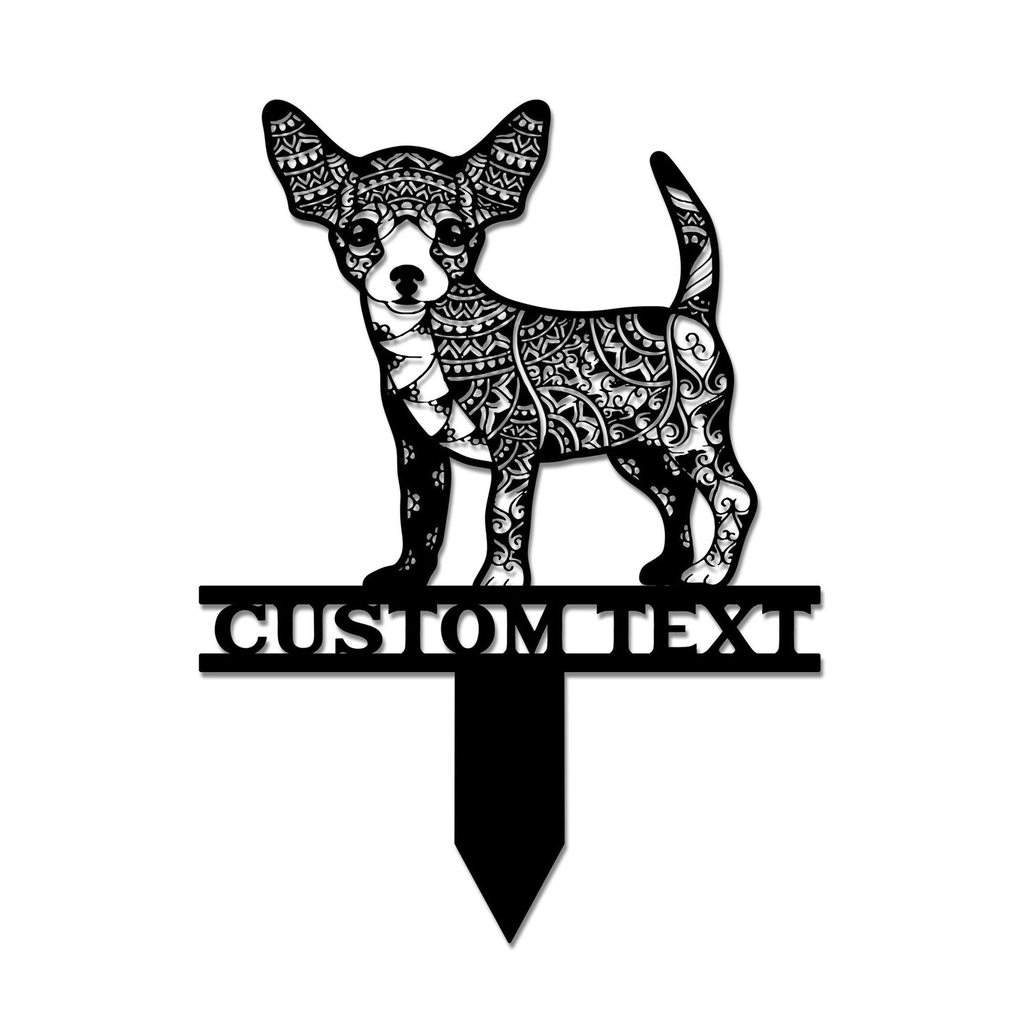 Chihuahua Mandala Garden Stake Metal, Chihuahua Zentangle Metal Yard Art, Chihuahua Lover, Dog Garden Sign Outdoor Decor, Chihuahua Stake