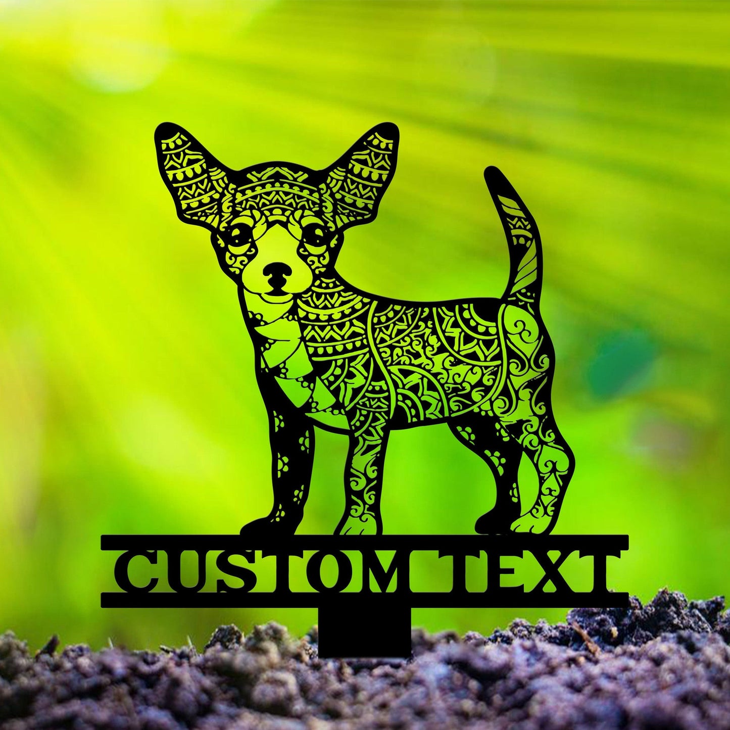 Chihuahua Mandala Garden Stake Metal, Chihuahua Zentangle Metal Yard Art, Chihuahua Lover, Dog Garden Sign Outdoor Decor, Chihuahua Stake