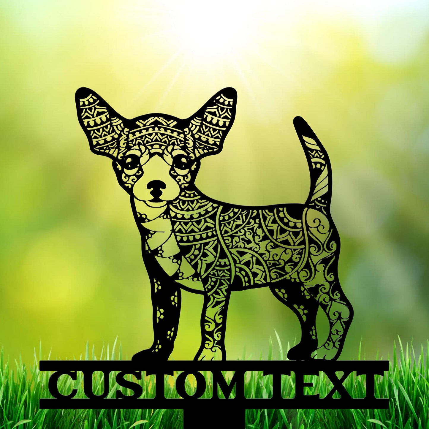 Chihuahua Mandala Garden Stake Metal, Chihuahua Zentangle Metal Yard Art, Chihuahua Lover, Dog Garden Sign Outdoor Decor, Chihuahua Stake