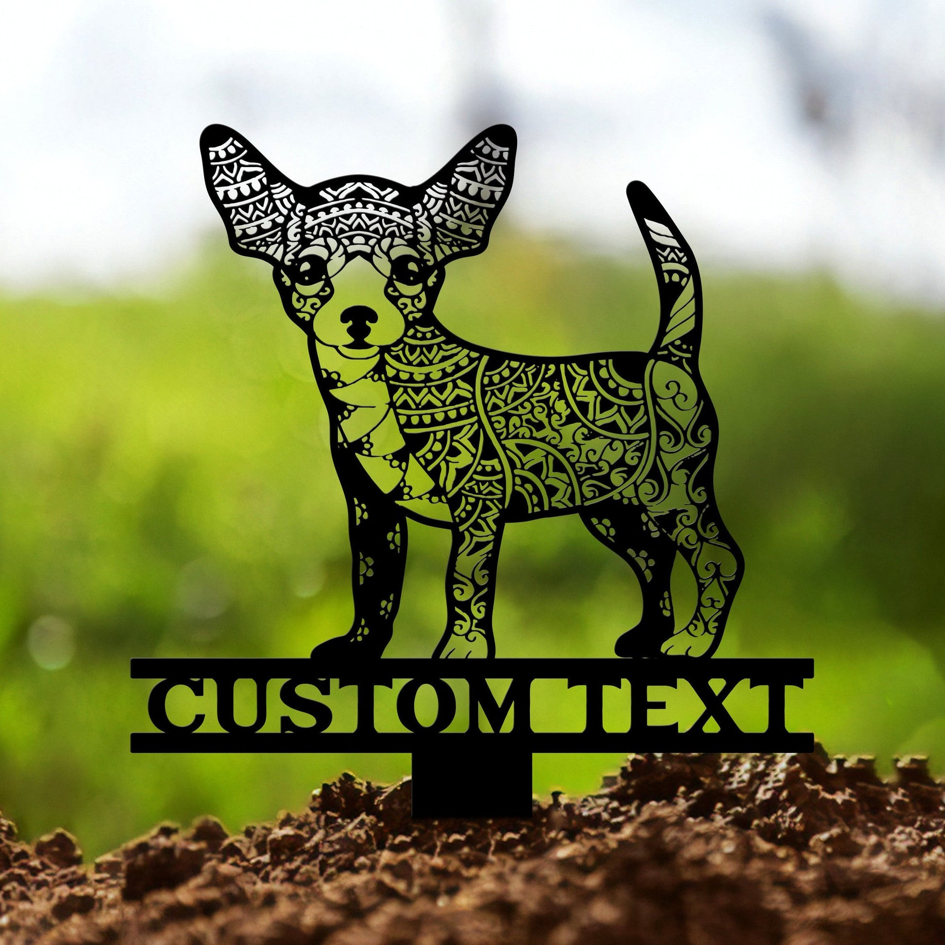 Chihuahua Mandala Garden Stake Metal, Chihuahua Zentangle Metal Yard Art, Chihuahua Lover, Dog Garden Sign Outdoor Decor, Chihuahua Stake