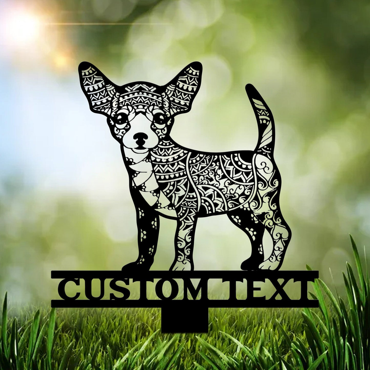 Chihuahua Mandala Garden Stake Metal, Chihuahua Zentangle Metal Yard Art, Chihuahua Lover, Dog Garden Sign Outdoor Decor, Chihuahua Stake