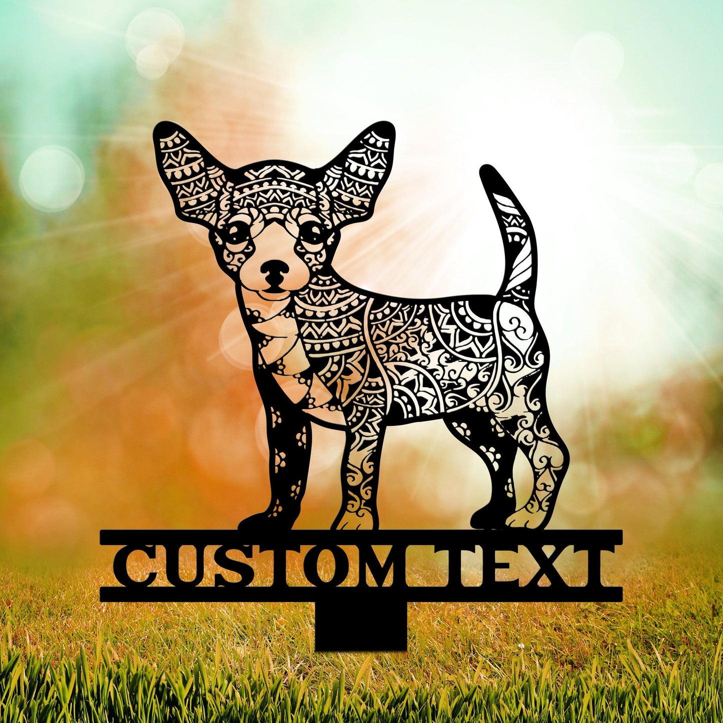 Chihuahua Mandala Garden Stake Metal, Chihuahua Zentangle Metal Yard Art, Chihuahua Lover, Dog Garden Sign Outdoor Decor, Chihuahua Stake