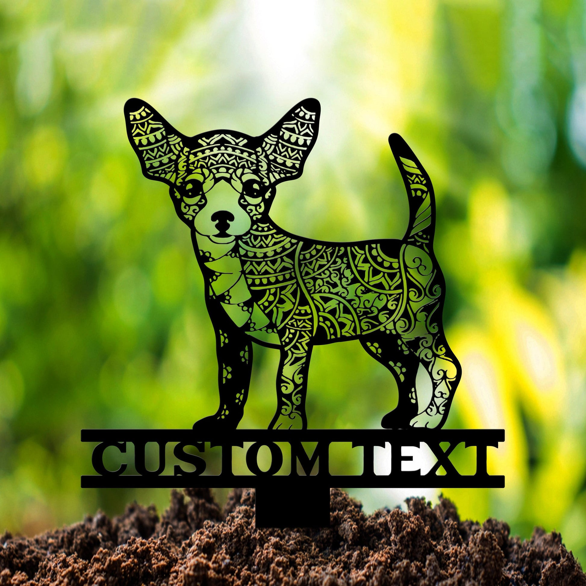 Chihuahua Mandala Garden Stake Metal, Chihuahua Zentangle Metal Yard Art, Chihuahua Lover, Dog Garden Sign Outdoor Decor, Chihuahua Stake