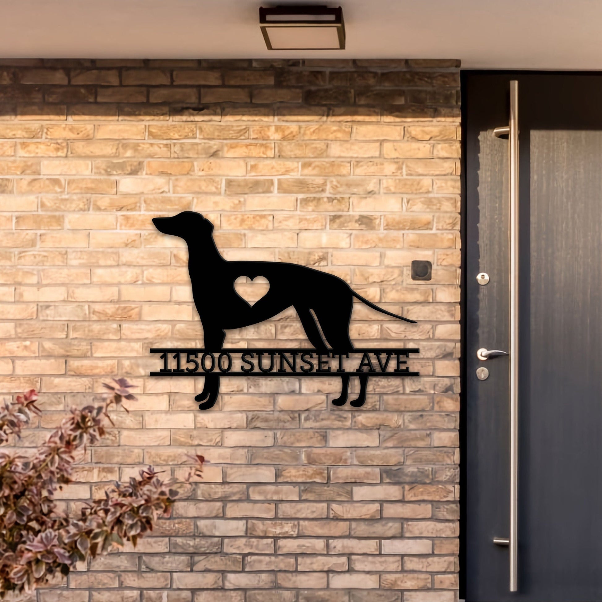 Personalized Greyhound Dog Address Metal Wall Art, Greyhound Modern Address Metal Sign, Christmas Gift for a Greyhound lover, New Home Gift