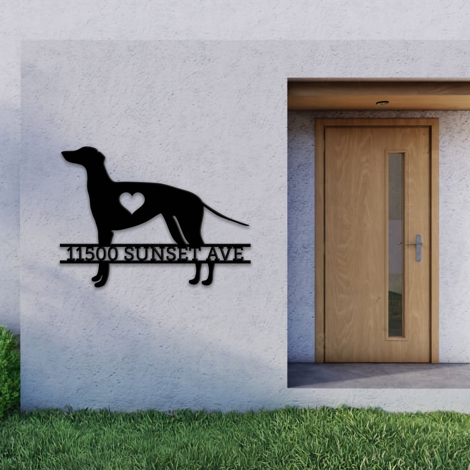 Personalized Greyhound Dog Address Metal Wall Art, Greyhound Modern Address Metal Sign, Christmas Gift for a Greyhound lover, New Home Gift