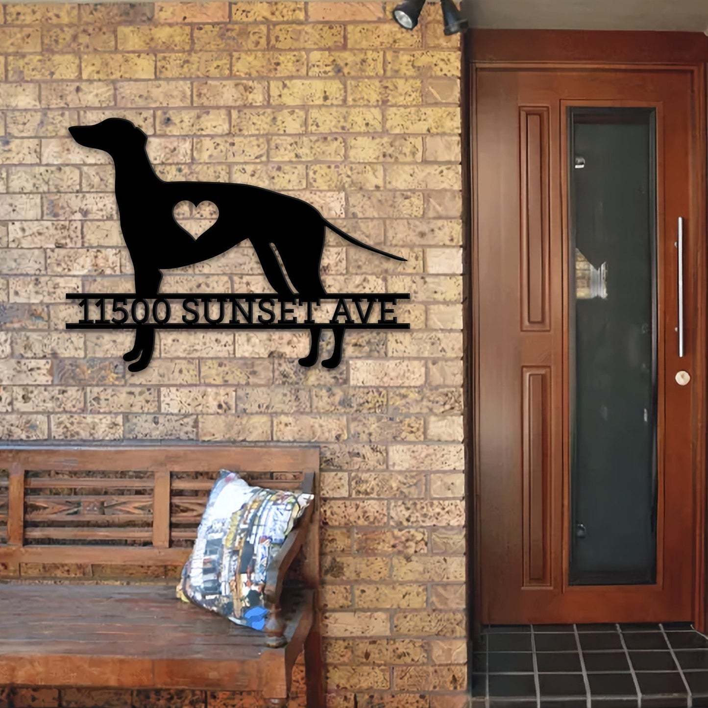 Personalized Greyhound Dog Address Metal Wall Art, Greyhound Modern Address Metal Sign, Christmas Gift for a Greyhound lover, New Home Gift