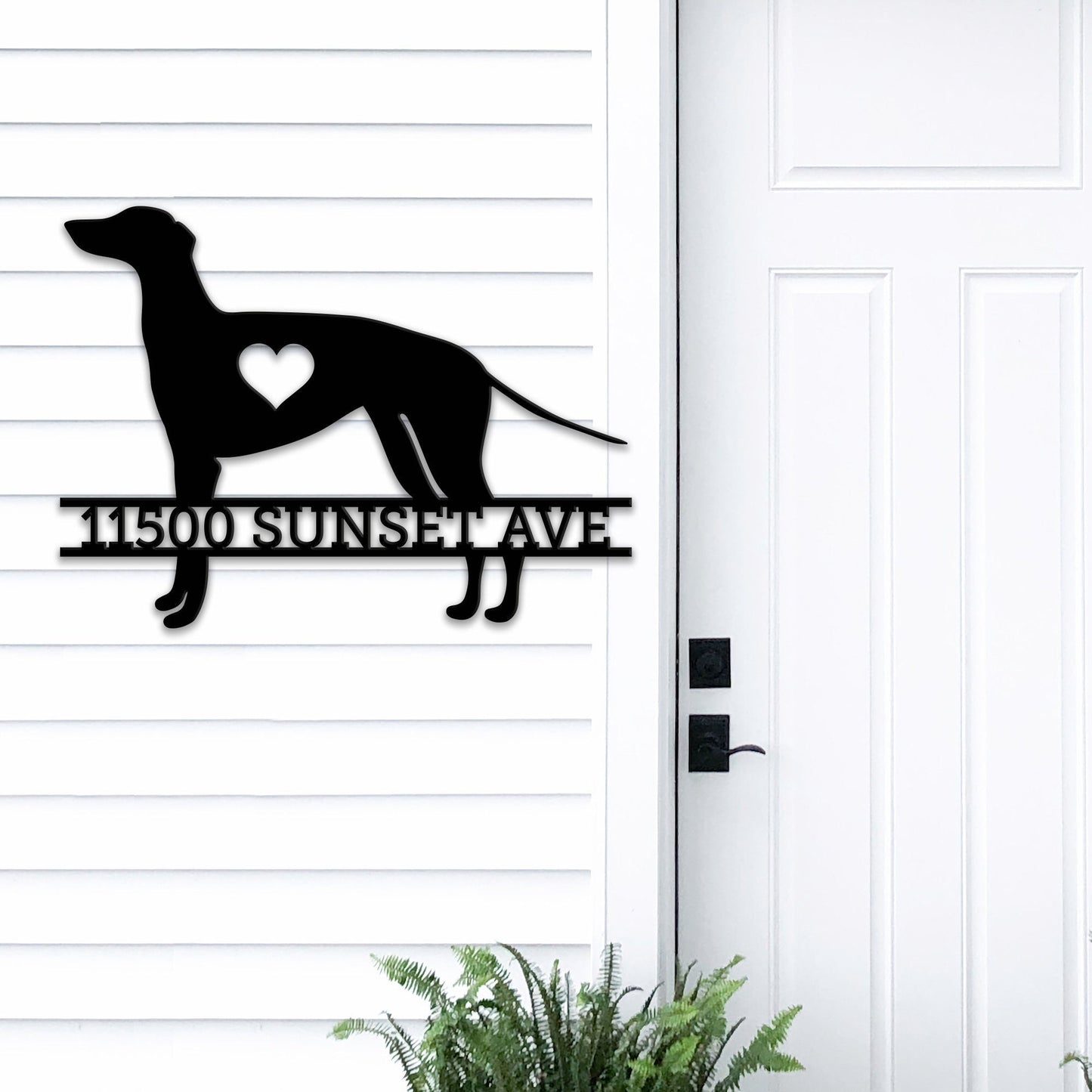 Personalized Greyhound Dog Address Metal Wall Art, Greyhound Modern Address Metal Sign, Christmas Gift for a Greyhound lover, New Home Gift