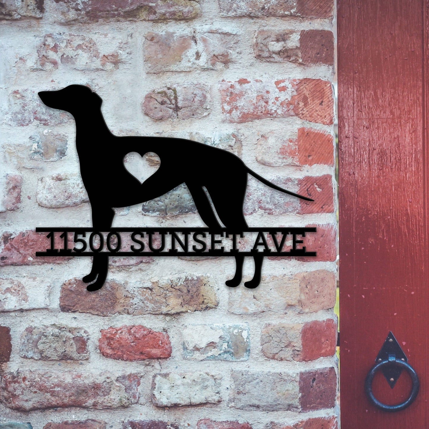 Personalized Greyhound Dog Address Metal Wall Art, Greyhound Modern Address Metal Sign, Christmas Gift for a Greyhound lover, New Home Gift