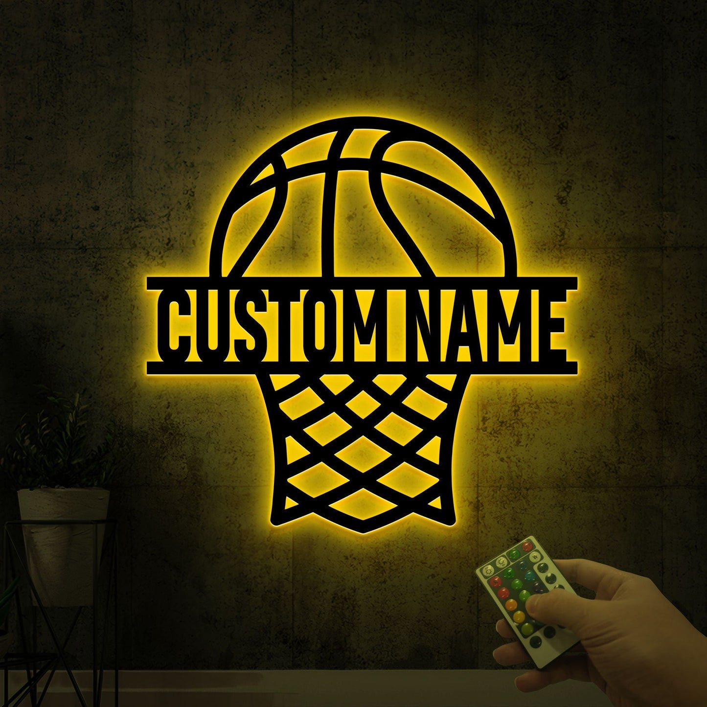 Custom Basketball Metal Wall Art with Led Light, Basketball Hoop Wall Decor, Basketball Gifts, Basketball Name Sign, Nursery Decor Sports