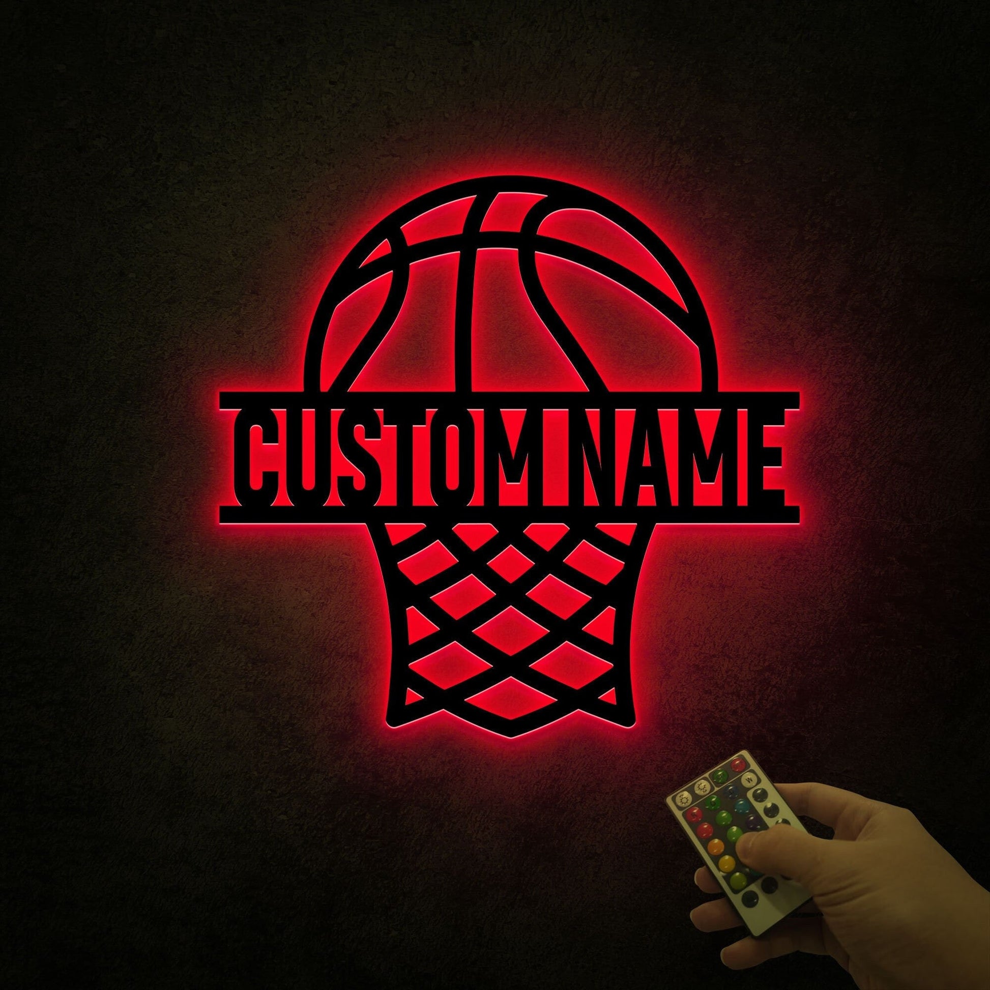 Custom Basketball Metal Wall Art with Led Light, Basketball Hoop Wall Decor, Basketball Gifts, Basketball Name Sign, Nursery Decor Sports