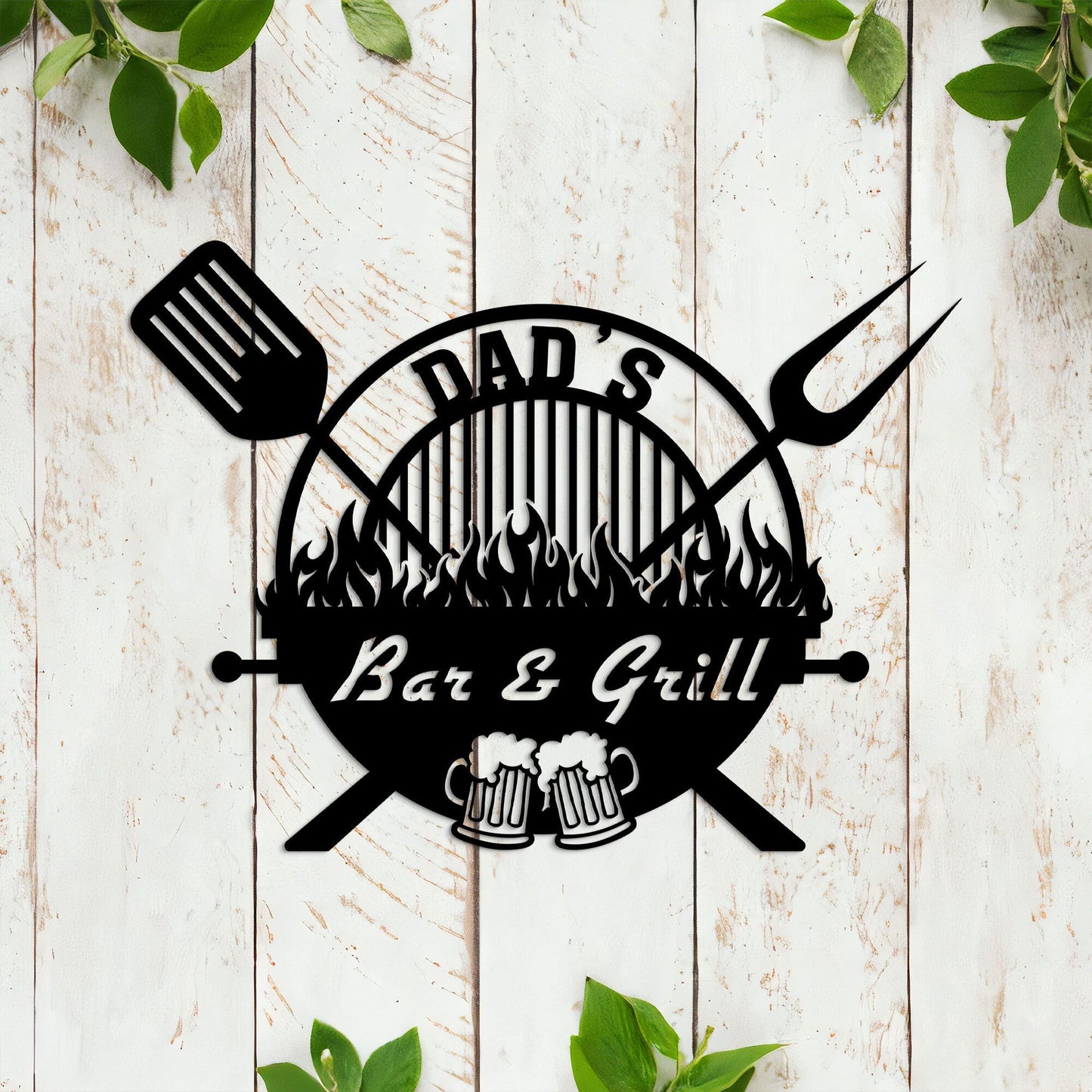 Custom Bar and Grill Sign with Led Lights, Custom Name BBQ Metal Sign Home Bar Sign, Backyard Kitchen Decor, Grill Gift for Dad Father's Day