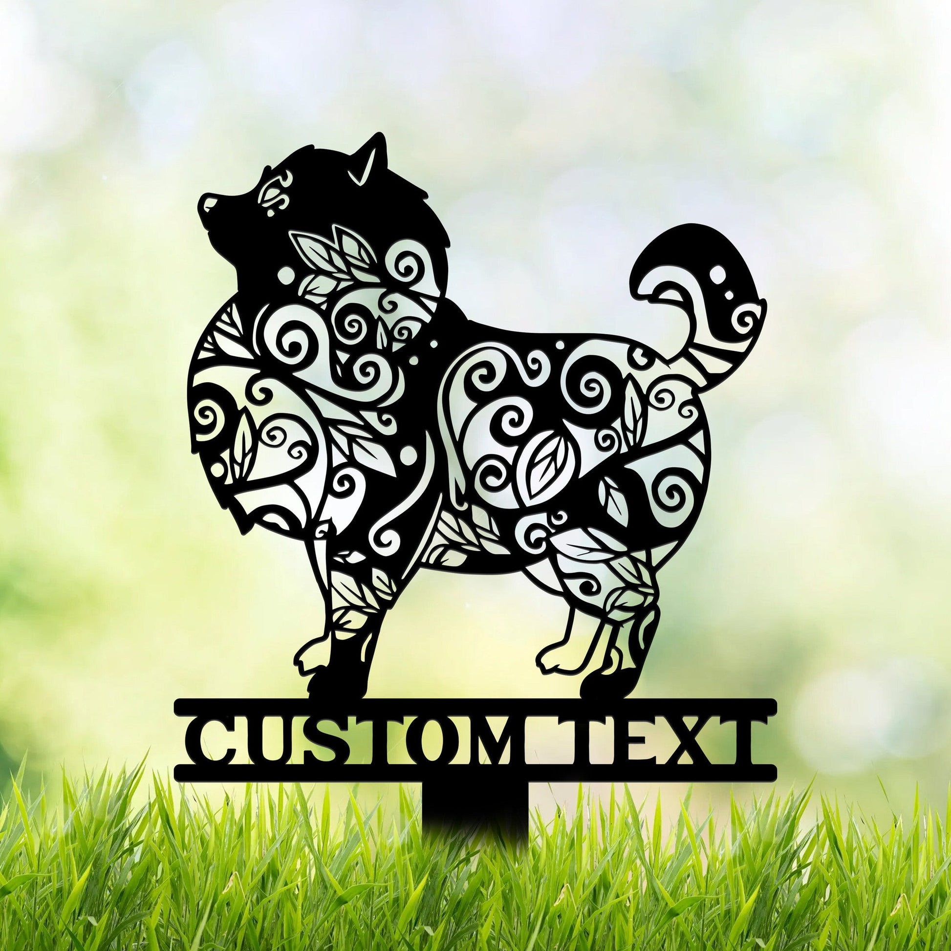 Pomeranian Mandala Garden Stake Metal, Pomeranian Zentangle Metal Yard Art, Pomeranian Gifts, Dog Garden Sign Outdoor Decor Pomeranian Stake