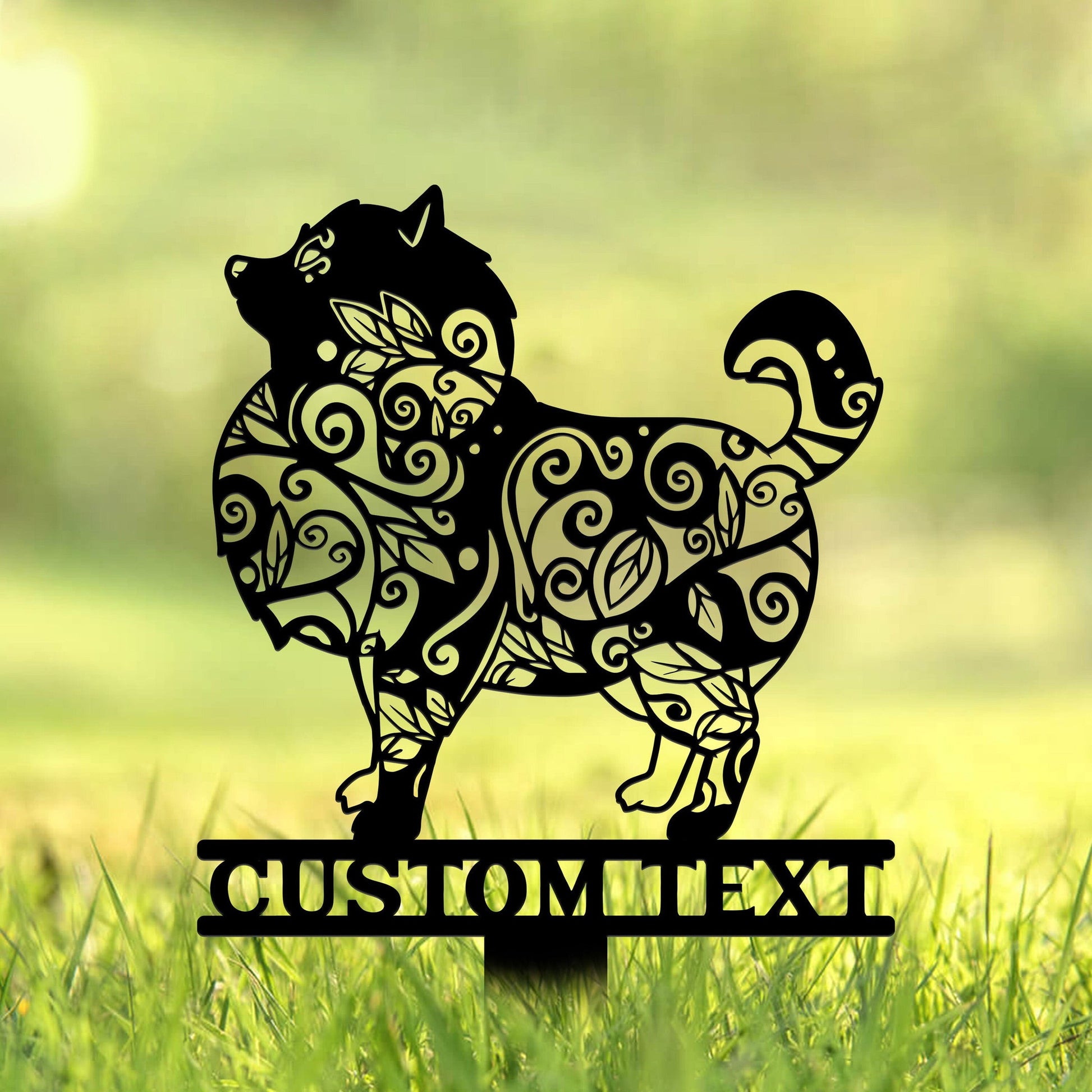 Pomeranian Mandala Garden Stake Metal, Pomeranian Zentangle Metal Yard Art, Pomeranian Gifts, Dog Garden Sign Outdoor Decor Pomeranian Stake