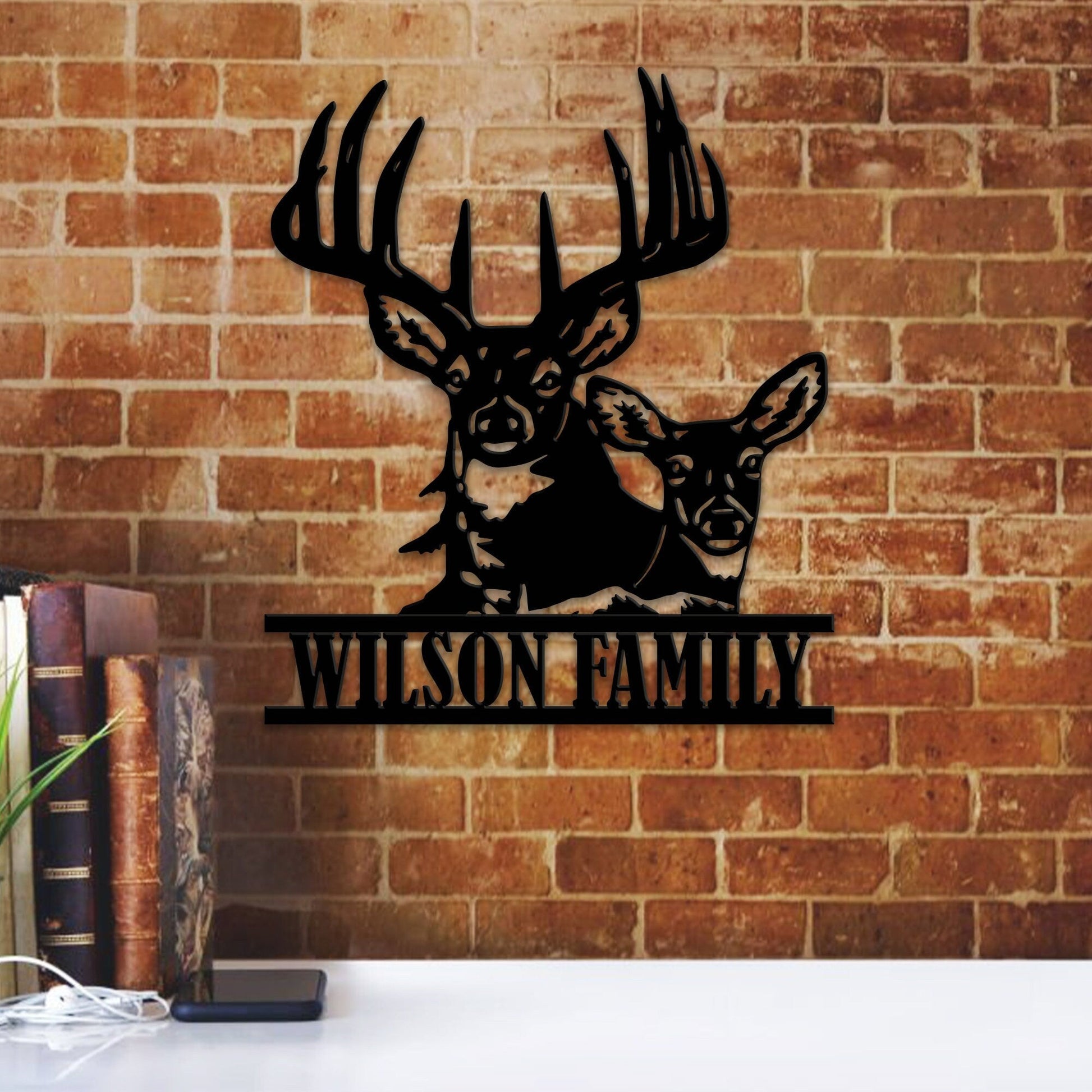 Personalized Deer Metal Wall Art With Led Lights, Custom Deer Sign, Deer Decoration, Living Room Decor, Gift For Dad, Son, Deer Hunter Gift