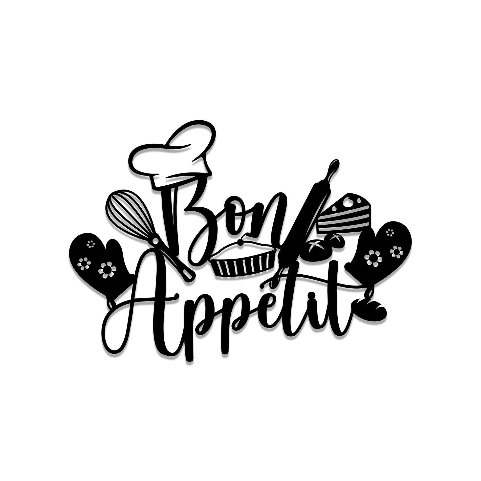 Metal Bon Appetit Sign with Led Light, Metal Kitchen Decor, French Kitchen Decor, Metal Quote with Chef Hat, Birthday Gift for Mom Dad