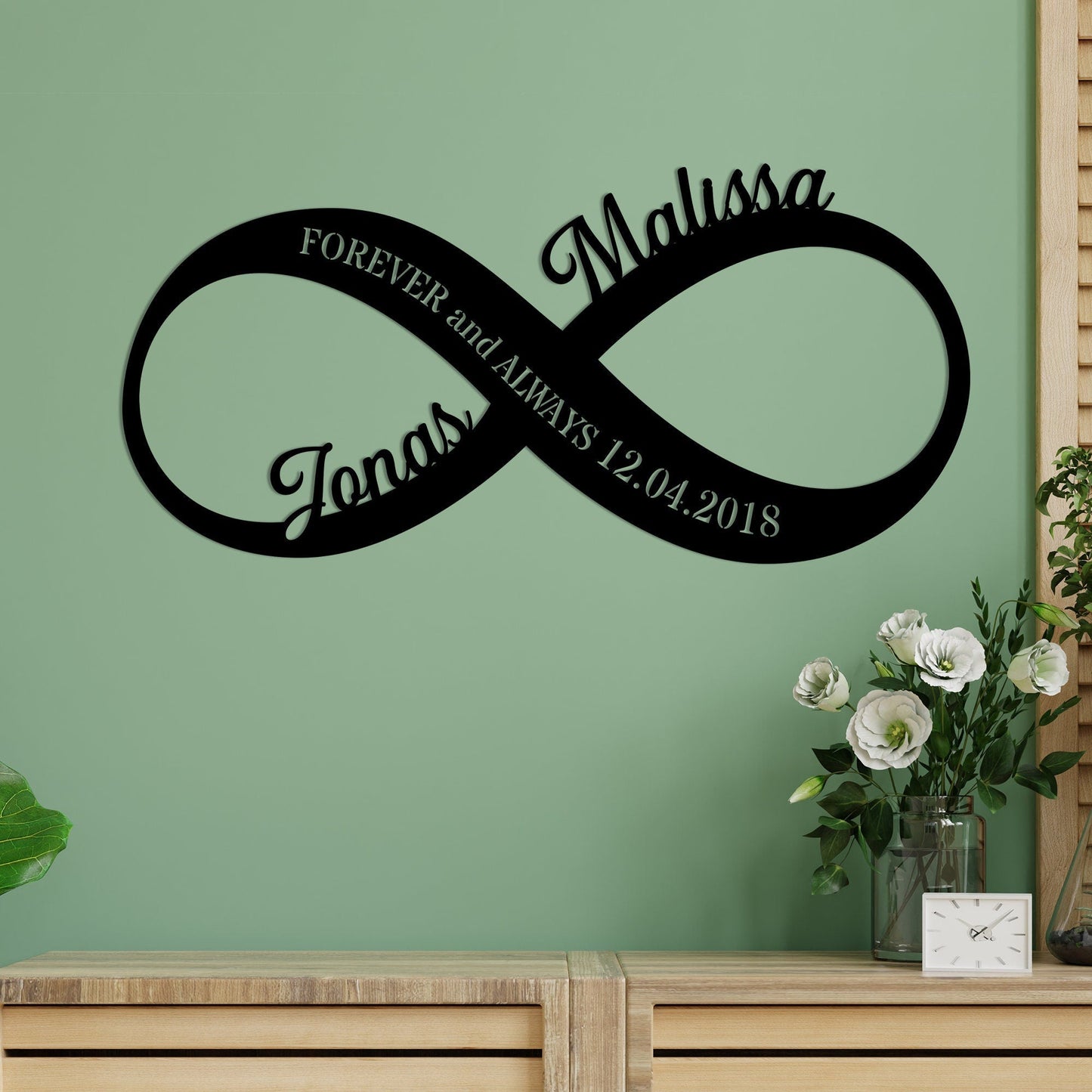 Personalized Metal Infinity Sign, Infinity Sign, Custom Infinity Metal Sign, Infinity Sign Name, newlywed gift,Anniversary Wedding Date Sign