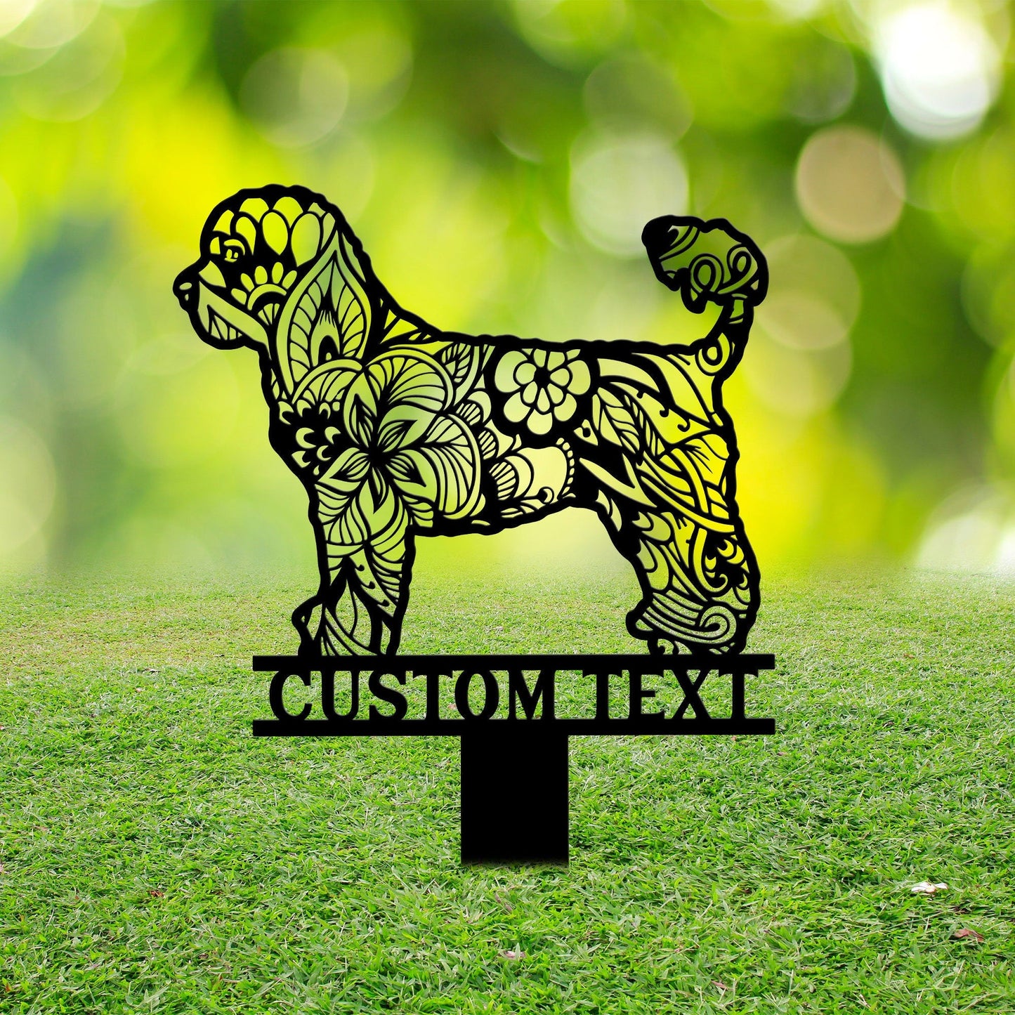 Portuguese Water Dog Mandala Garden Stake Metal, Portuguese Water Dog Zentangle Metal Yard Art, Dog Garden Sign Outdoor Decor, Dog Stake