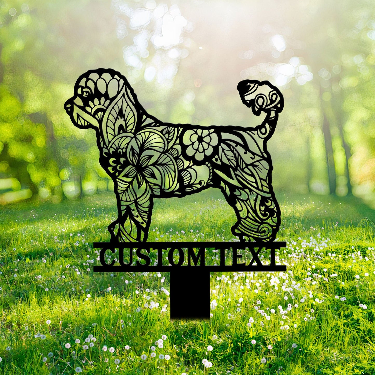 Portuguese Water Dog Mandala Garden Stake Metal, Portuguese Water Dog Zentangle Metal Yard Art, Dog Garden Sign Outdoor Decor, Dog Stake