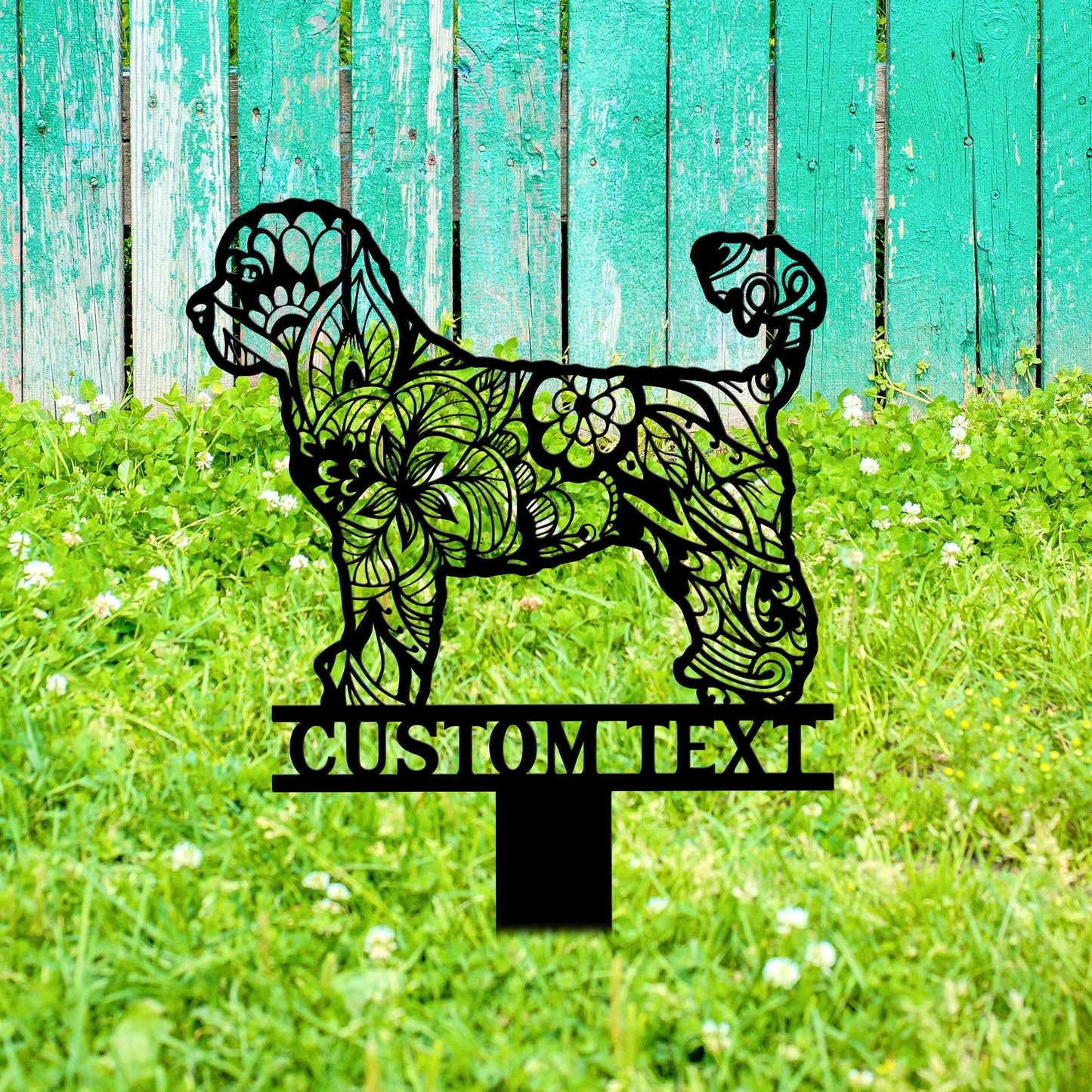 Portuguese Water Dog Mandala Garden Stake Metal, Portuguese Water Dog Zentangle Metal Yard Art, Dog Garden Sign Outdoor Decor, Dog Stake