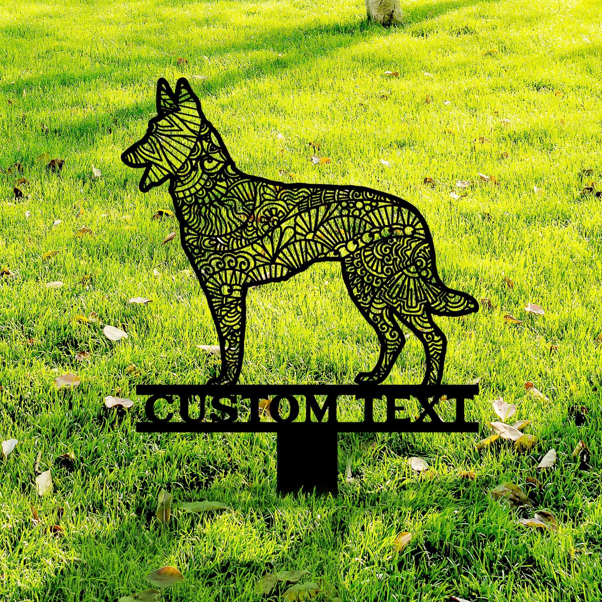 Belgian Malinois Mandala Garden Stake Metal, Belgian Malinois Zentangle Metal Yard Art, Belgian Malinois Gift, Dog Garden Sign Outdoor Decor