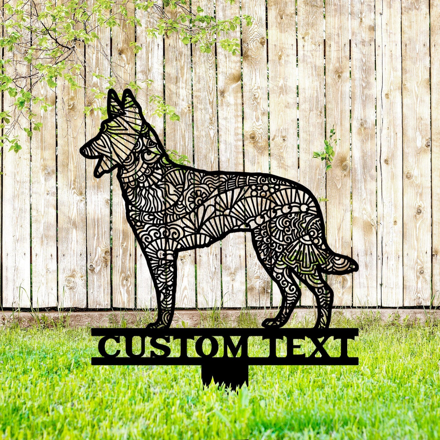 Belgian Malinois Mandala Garden Stake Metal, Belgian Malinois Zentangle Metal Yard Art, Belgian Malinois Gift, Dog Garden Sign Outdoor Decor