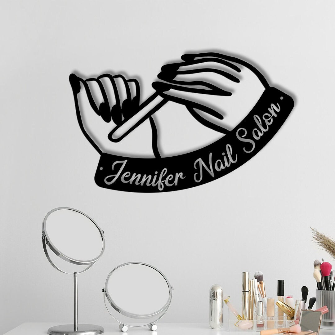 Personalized Nail Salon Metal Wall Art With Led Lights, Beauty Salon Sign, Beauty Shop Decor, Shop Owner Gift, Birthday Gift, Grand Opening