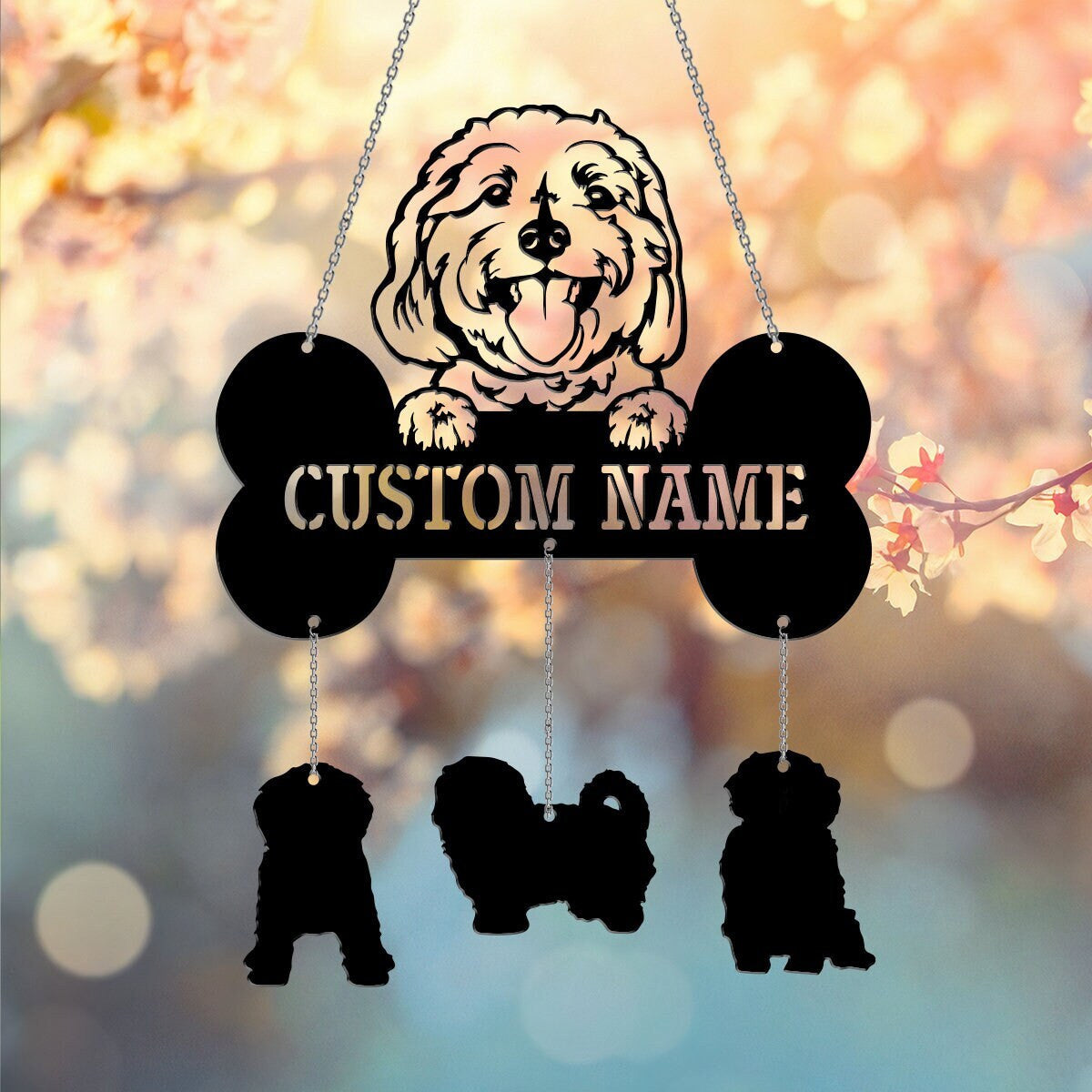 Cavachon Metal Wind Chime, Cavachon Dog Lover, Cavachon Metal Sign Outdoor Garden Decor, Cavachon Puppy Name Sign, Dog Mom Gift, Dog Owner