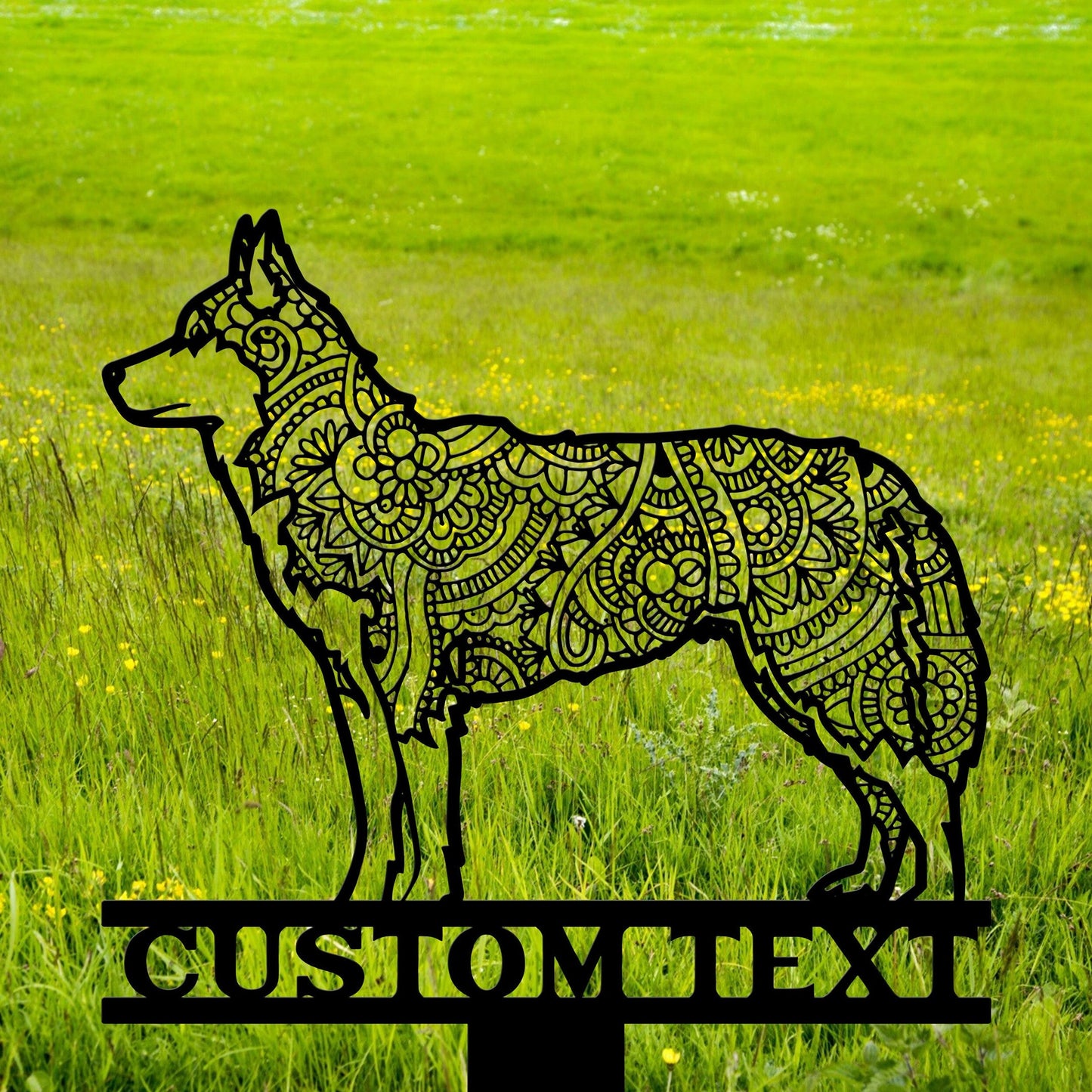 Siberian Husky Mandala Garden Stake Metal, Siberian Husky Zentangle Metal Yard Art, Siberian Husky Gift, Dog Garden Sign, Outdoor Decor