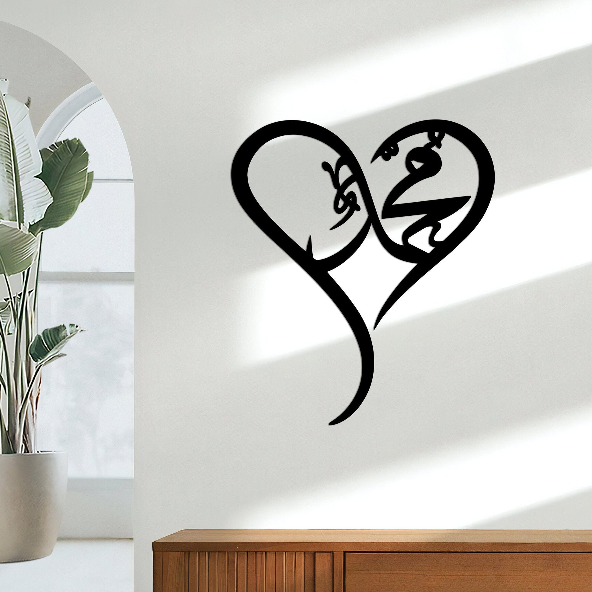 Allah Arabic Calligraphy Metal Wall Art Led Light, Islamic Wall Decor, Muslim Gifts, Mohammad Home Bedroom Decor, Arabic Sign with Heart