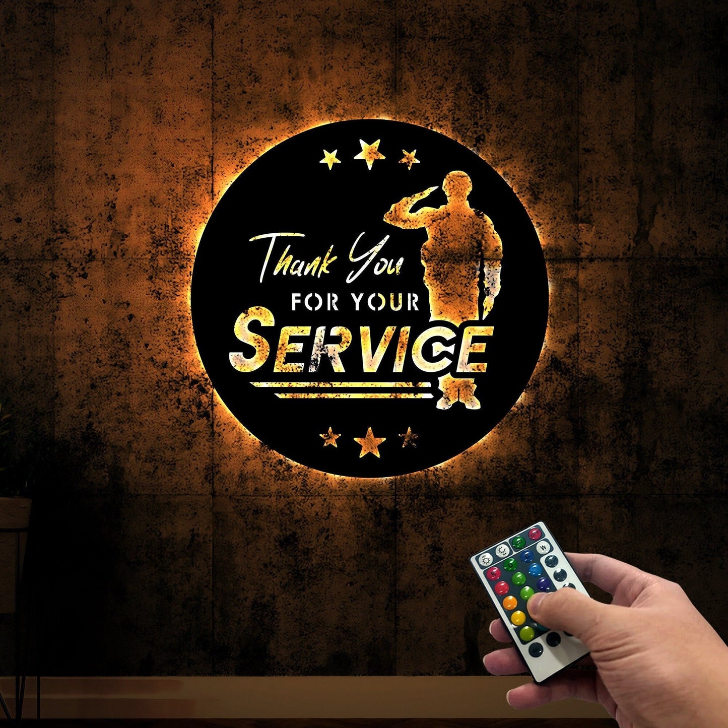 Thank You For Your Service Metal Wall Art With Led Lights, Proud Veteran Sign, US Army Veteran Gift, US Soldier Gift, Dad Gift