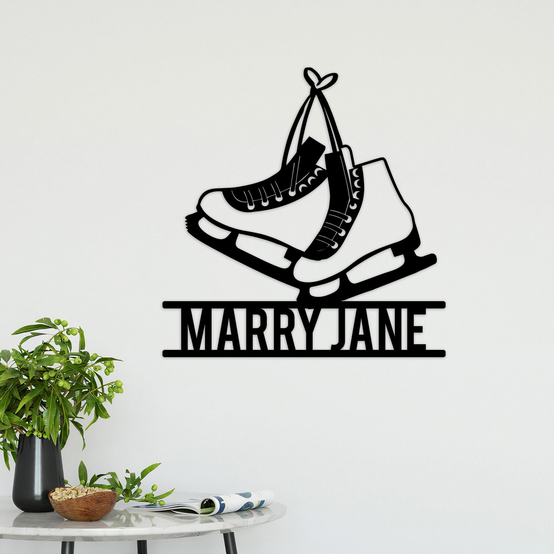 Personalized Ice Skates Metal Wall Art With Led Lights, Custom Ice Skates Sign, Christmas Gift, Birthday Gift, Living Room Decor Child Gift