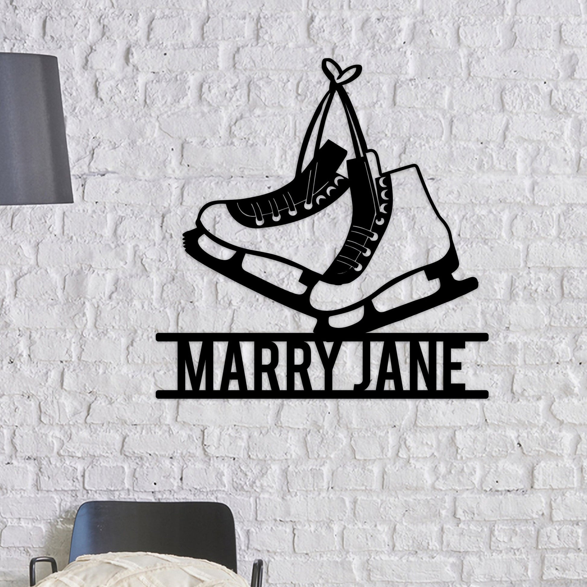 Personalized Ice Skates Metal Wall Art With Led Lights, Custom Ice Skates Sign, Christmas Gift, Birthday Gift, Living Room Decor Child Gift