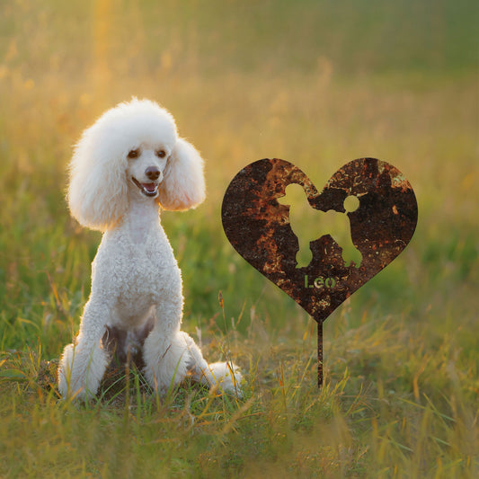 Poodle Garden Sign Rusty, Poodle Garden Stake, Rusted Metal Yard Art, Vintage Outdoor Decor, Metal Garden Stake, Poodle Lover Gift