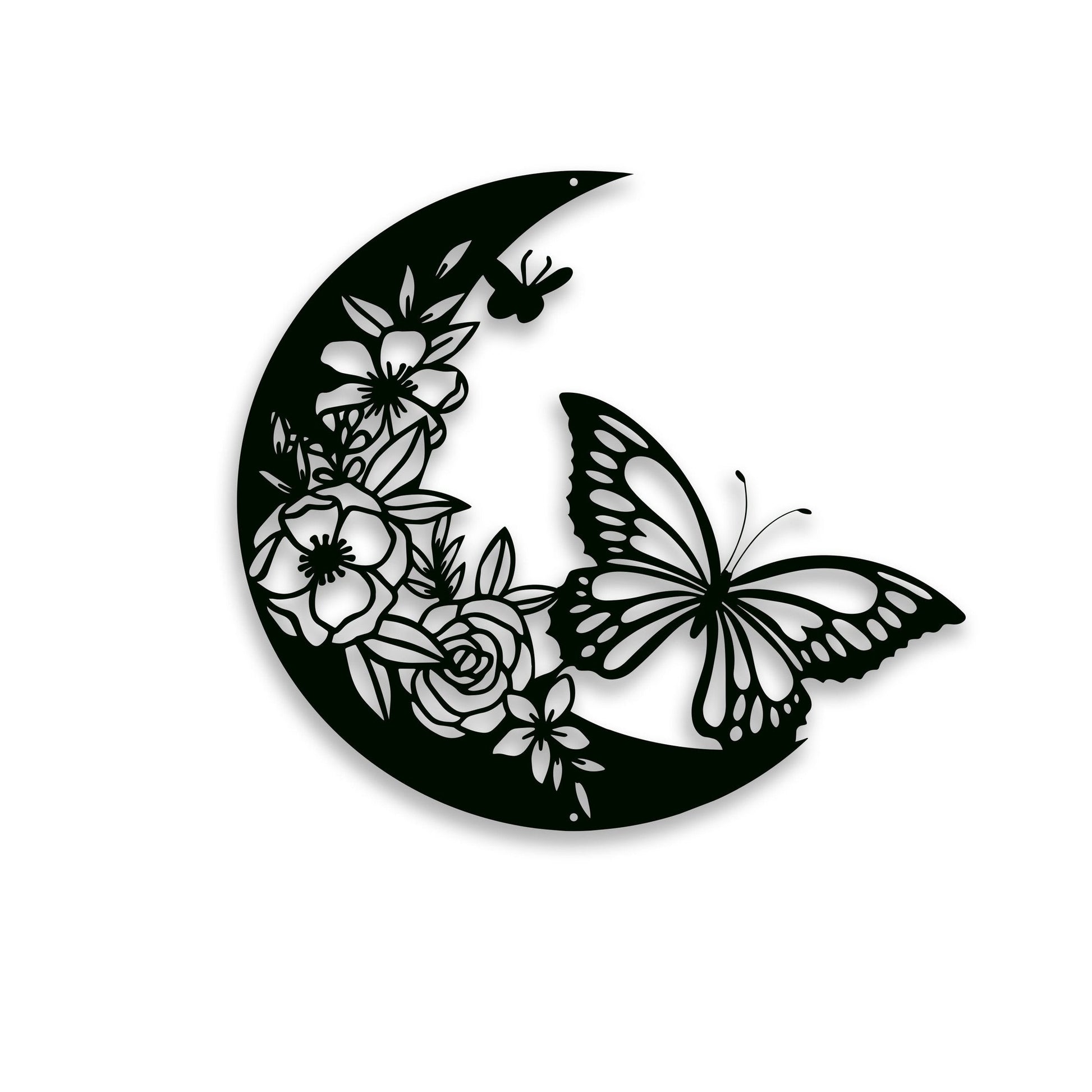 Butterfly Moon Metal Sign, Living Room Sign, Floral Moon Sign Housewarming Gift, Gift For Lover, Anniversary Gift, House Decor