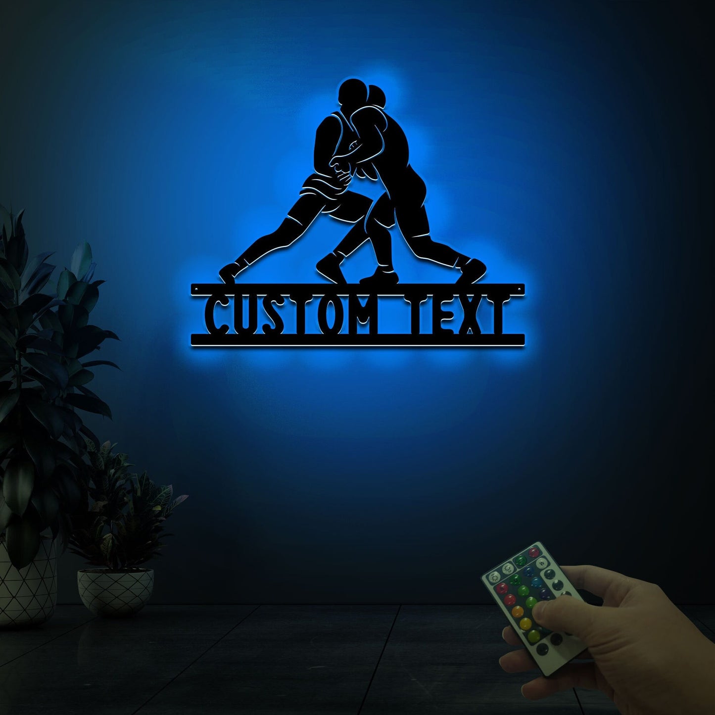 Personalized Wrestling Sport Metal Wall Art With Led Lights, Wrestling Sign, Birthday Gift, Gift For Boyfriend, Living Room Decoration