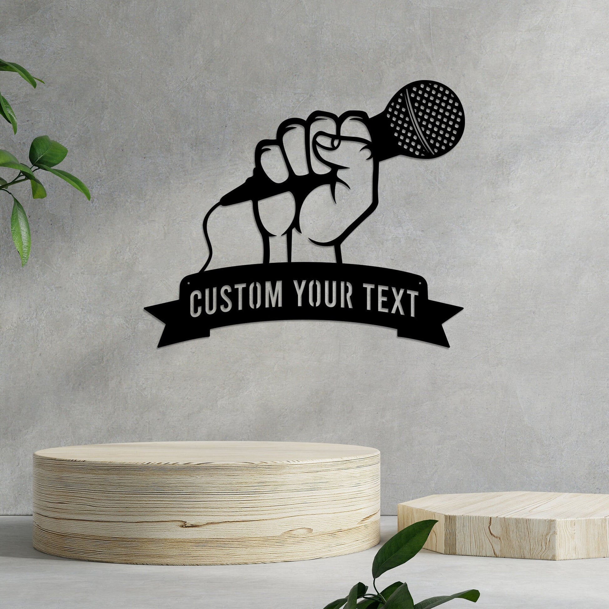 Personalized Microphone Metal Wall Art With Lights, Custom Microphone Sign, Karaoke Room Decoration, Singing Place Decor, Gift For Family