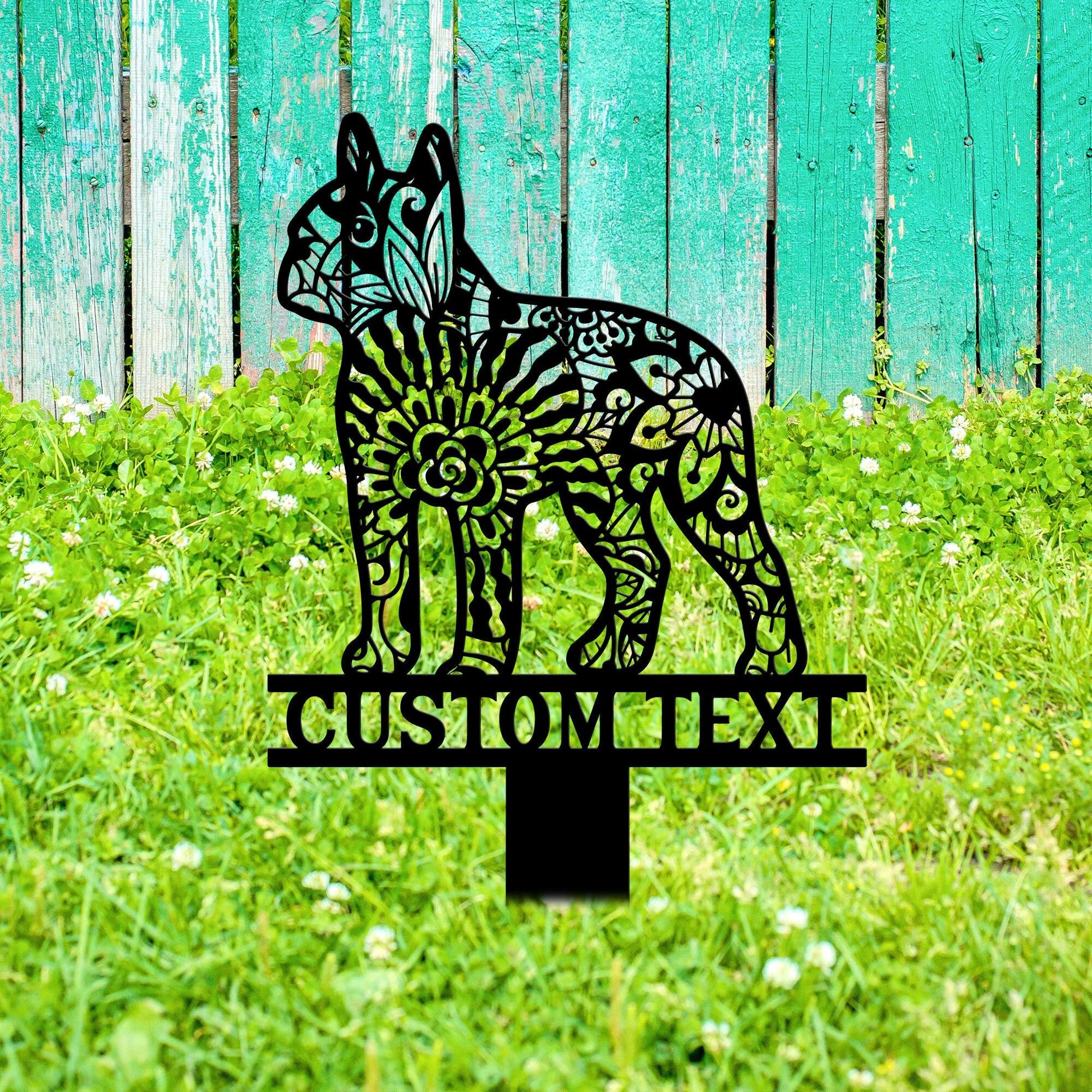 Boston Terrier Mandala Garden Stake Metal, Boston Terrier Zentangle Metal Yard Art, Boston Terrier Gifts, Dog Garden Sign, Outdoor Decor