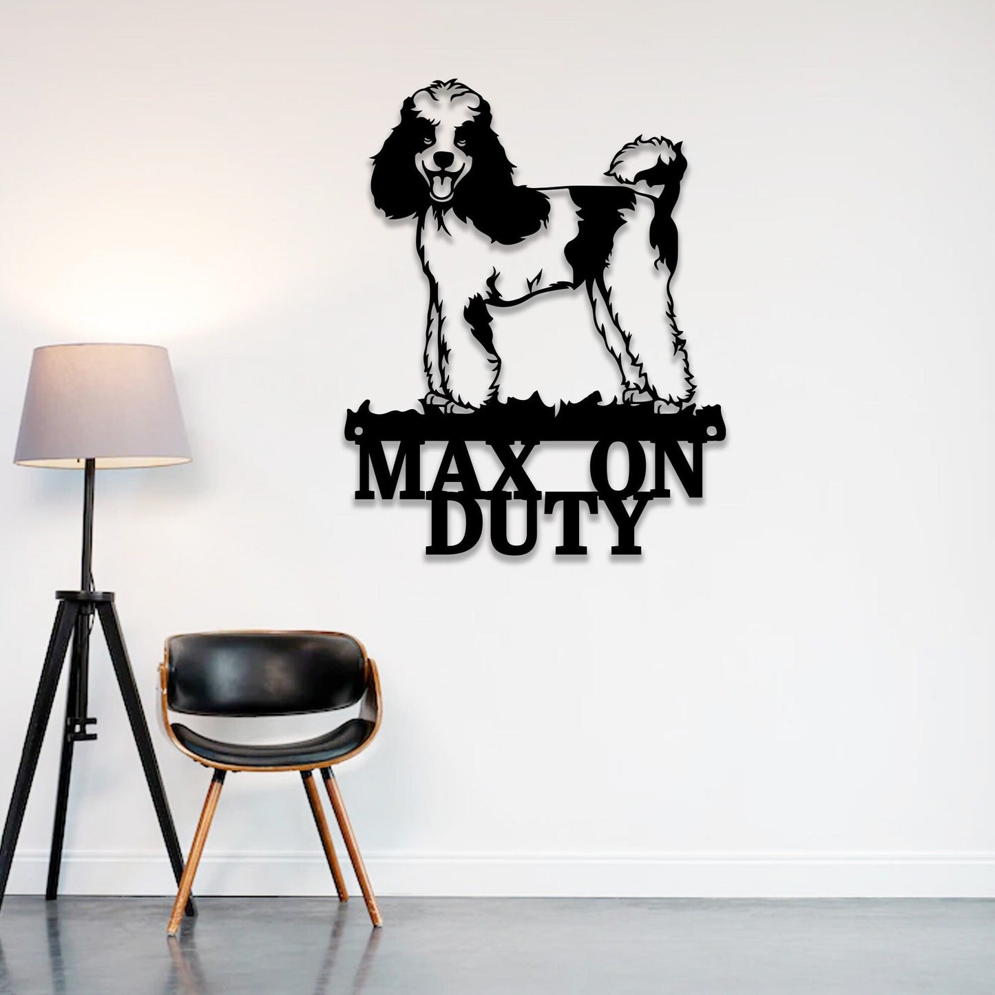 Poodle on Duty Sign with Led Light, Guard Dog on Duty Sign, Poodle Metal Sign Poodle Gift, Dog Metal Wall Art, Dog Name Sign Dog House Decor