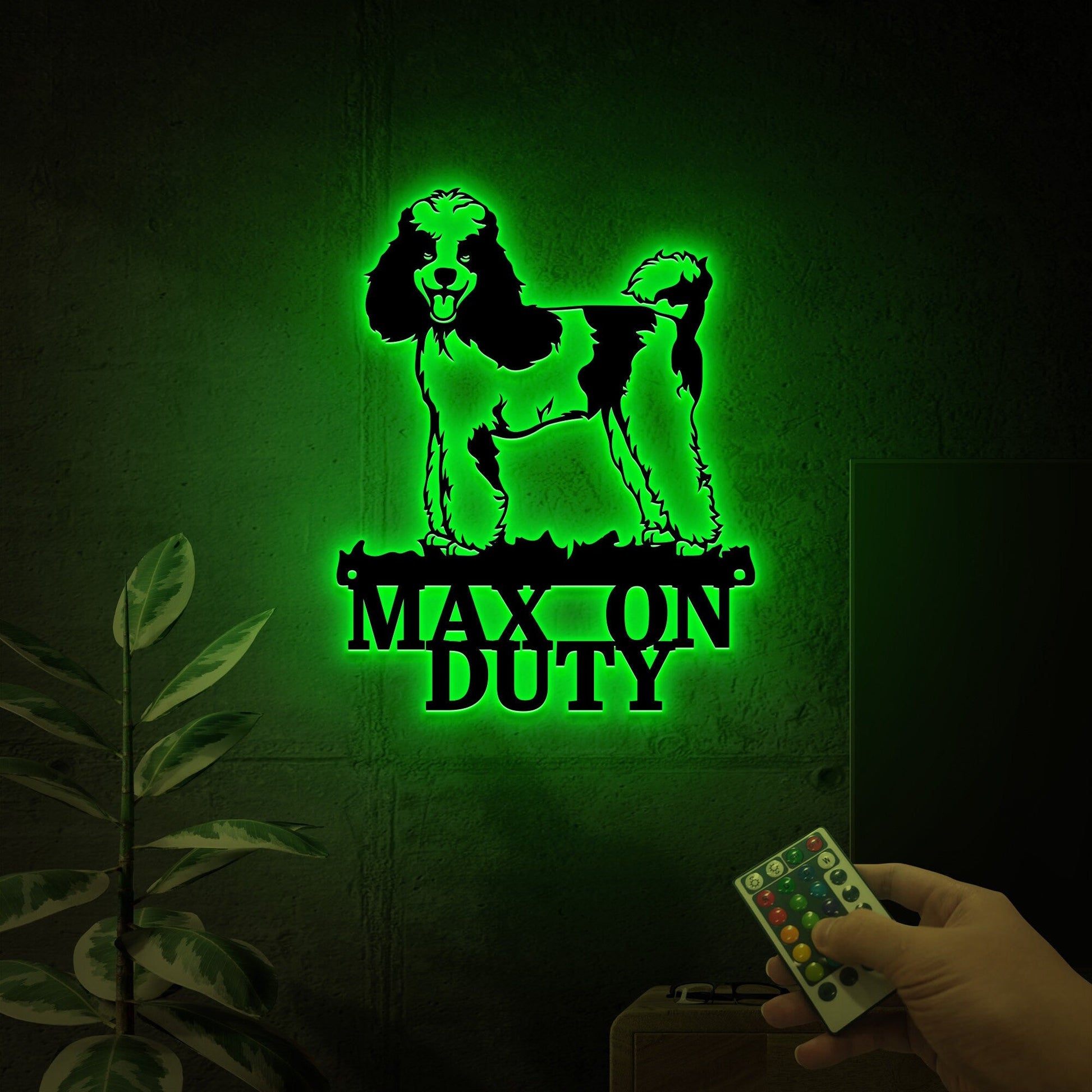 Poodle on Duty Sign with Led Light, Guard Dog on Duty Sign, Poodle Metal Sign Poodle Gift, Dog Metal Wall Art, Dog Name Sign Dog House Decor