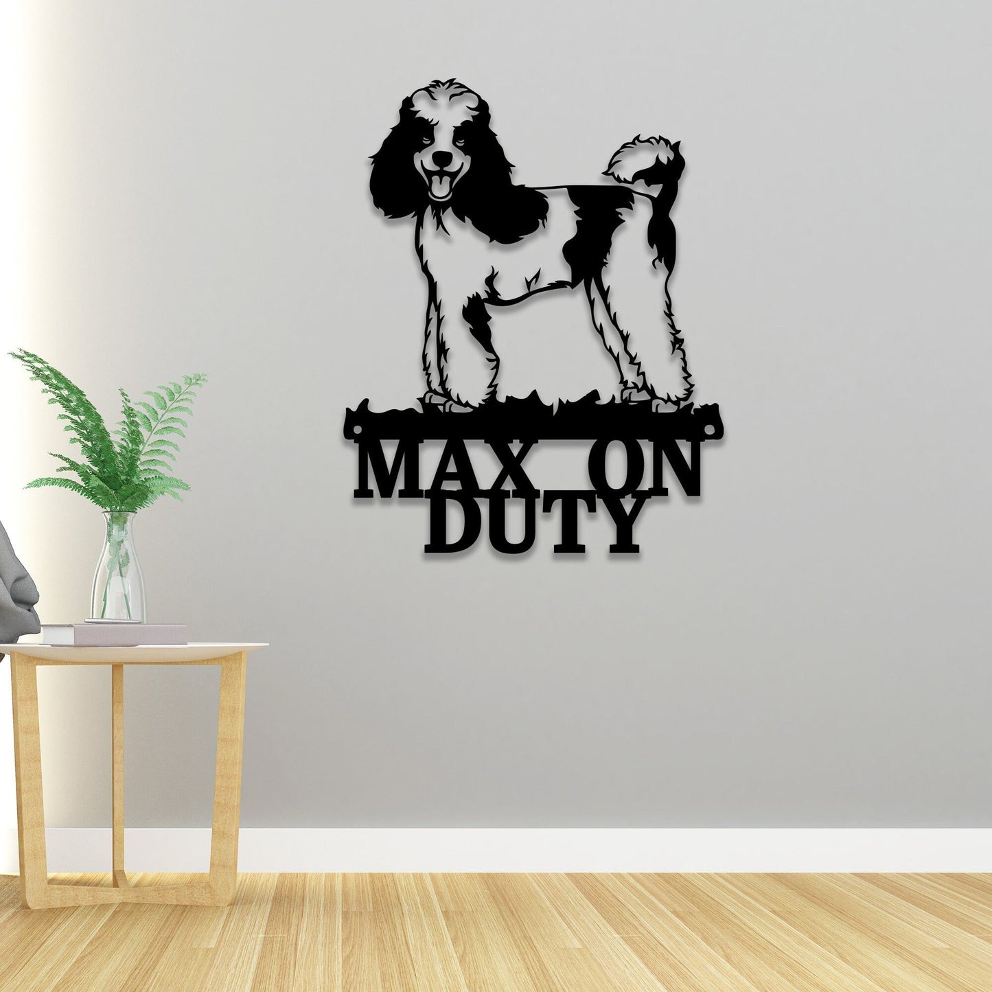 Poodle on Duty Sign with Led Light, Guard Dog on Duty Sign, Poodle Metal Sign Poodle Gift, Dog Metal Wall Art, Dog Name Sign Dog House Decor