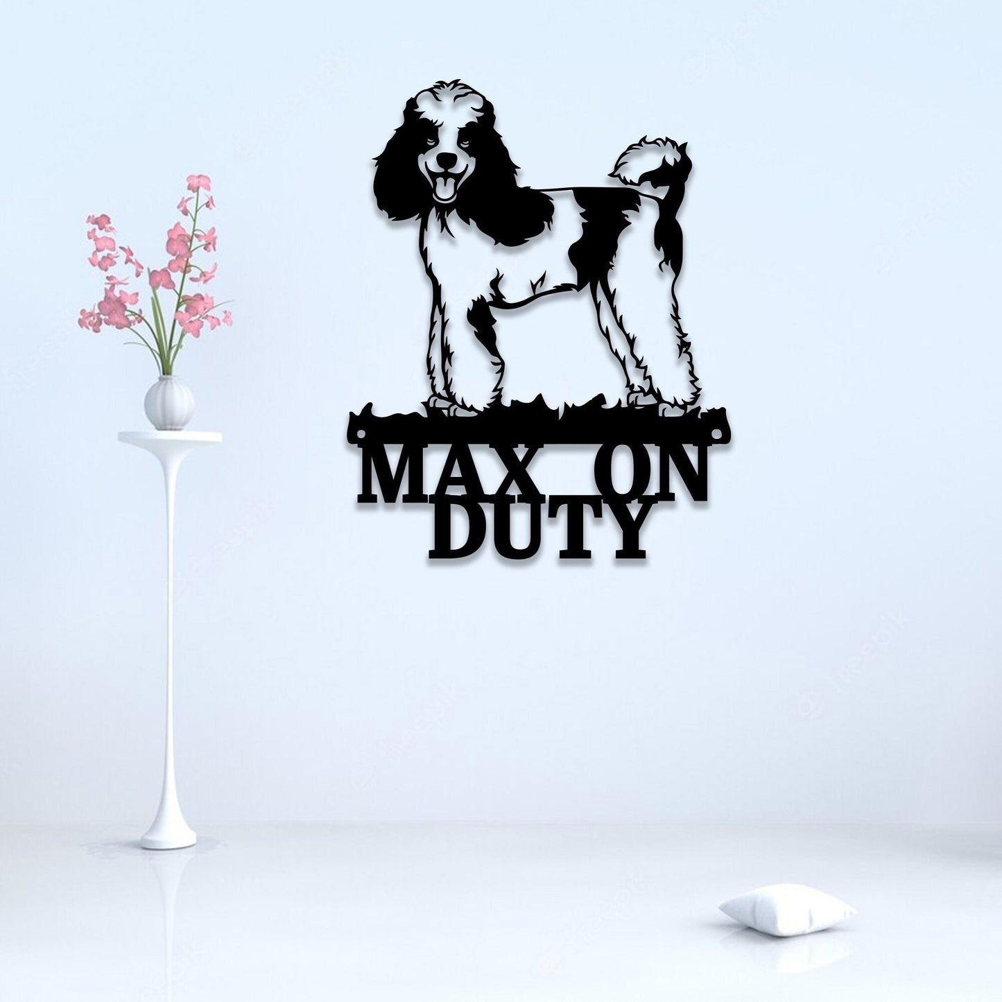 Poodle on Duty Sign with Led Light, Guard Dog on Duty Sign, Poodle Metal Sign Poodle Gift, Dog Metal Wall Art, Dog Name Sign Dog House Decor