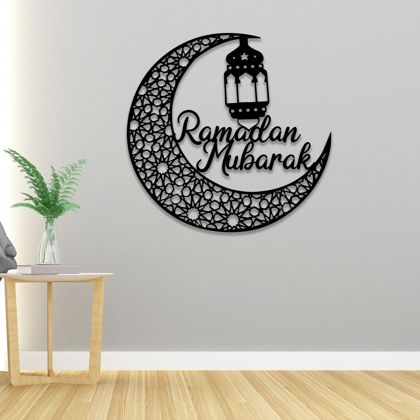 Ramadan Mubarak Crescent Moon Metal Wall Art with Led Light, Eid Decoration, Ramadan Moon Sign, Ramadan Kareem, Islamic Decor, Eid Gift